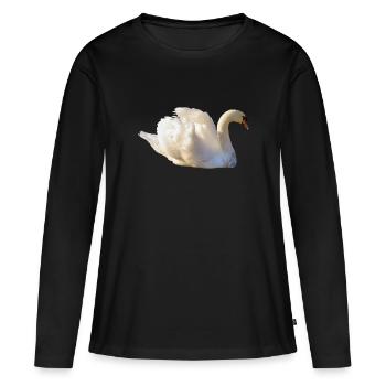 Nage cygne, Naturel, Heure d’or - T-shirt manches longues Premium bio Femme - noir - Devant - Julia (174cm)