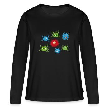 Corona Virus Coronavirus Covid-19 Viren - Frauen Premium Bio Langarmshirt - Schwarz - Vorne - Julia (174cm)
