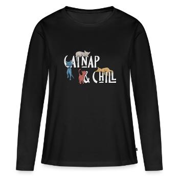 La sieste et la sieste ! Chats mignons détendus et détendus - T-shirt manches longues Premium bio Femme - noir - Devant - Julia (174cm)