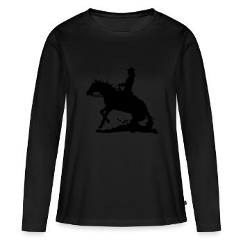 Dame Ouest - T-shirt manches longues Premium bio Femme - noir - Devant - Julia (174cm)