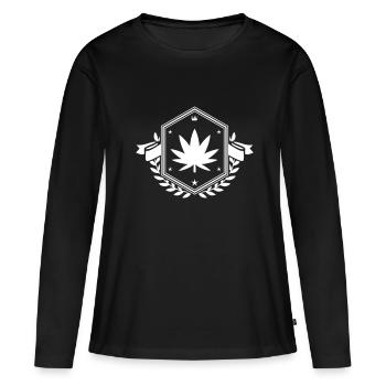 Armoiries de la feuille de chanvre - T-shirt manches longues Premium bio Femme - noir - Devant - Julia (174cm)