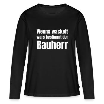 Chantier de rénovation ou de construction de maison - T-shirt manches longues Premium bio Femme - noir - Devant - Julia (174cm)