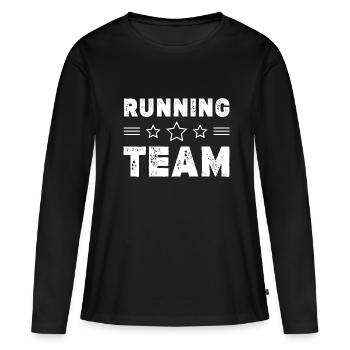 Équipe de course à pied - T-shirt manches longues Premium bio Femme - noir - Devant - Julia (174cm)