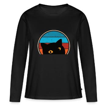 Funny Cat Look - Women's Premium Organic Long Sleeve Shirt - black - Front - Julia (174cm)