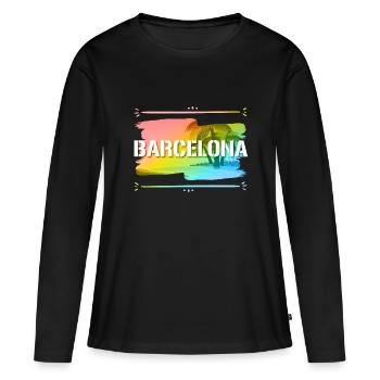 Barcelone - T-shirt manches longues Premium bio Femme - noir - Devant - Julia (174cm)
