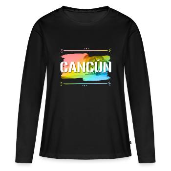 Cancun - T-shirt manches longues Premium bio Femme - noir - Devant - Julia (174cm)