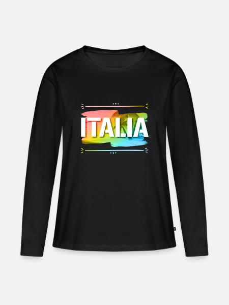 Italia - Frauen Premium Bio Langarmshirt - Schwarz