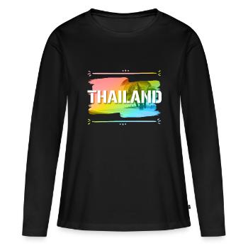 Thaïlande - T-shirt manches longues Premium bio Femme - noir - Devant - Julia (174cm)