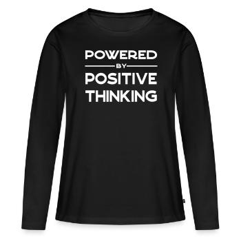 Powered by positive thinking - T-shirt manches longues Premium bio Femme - noir - Devant - Julia (174cm)