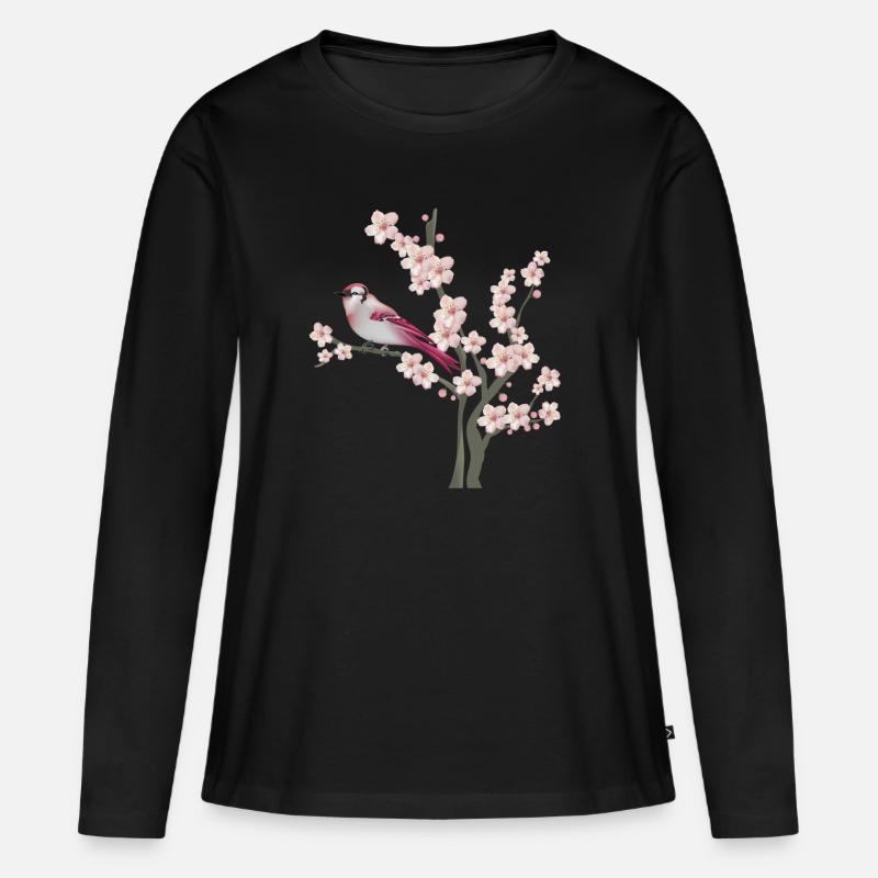Frühling - Frauen Premium Bio Langarmshirt - Schwarz