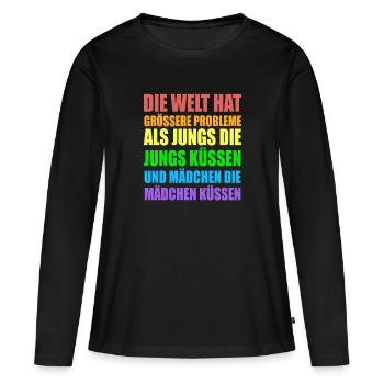LE MONDE A DE PLUS GROS PROBLÈMES... - T-shirt manches longues Premium bio Femme - noir - Devant - Julia (174cm)