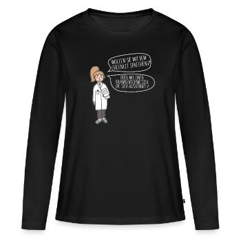 VOULEZ-VOUS PARLER AVEC LE CHEF? - T-shirt manches longues Premium bio Femme - noir - Devant - Julia (174cm)