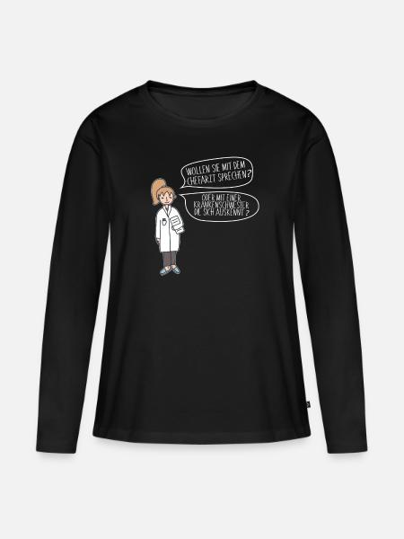 WOLLEN SIE MIT DEM CHEFARZT SPRECHEN? - Frauen Premium Bio Langarmshirt - Schwarz