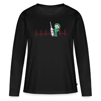 Infirmière infirmière ECG - T-shirt manches longues Premium bio Femme - noir - Devant - Julia (174cm)