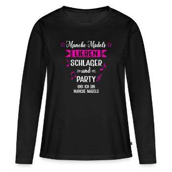 MANCHE MÄDELS LIEBEN SCHLAGER UND PARTY - Frauen Premium Bio Langarmshirt - Schwarz - Vorne - Julia (174cm)