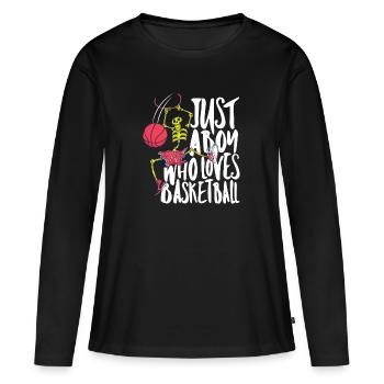Un garçon qui aime le basket - T-shirt manches longues Premium bio Femme - noir - Devant - Julia (174cm)