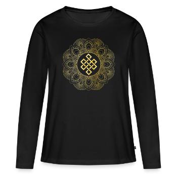 Symbole tibétain de mort et de renaissance du nœud sans fin - T-shirt manches longues Premium bio Femme - noir - Devant - Julia (174cm)