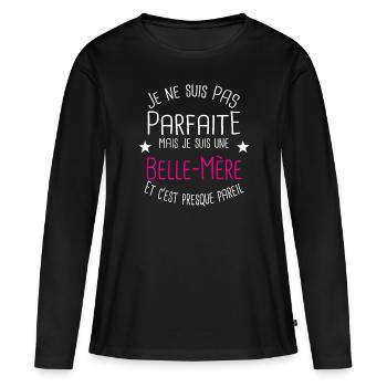 Belle-Mère - T-shirt manches longues Premium bio Femme - noir - Devant - Julia (174cm)