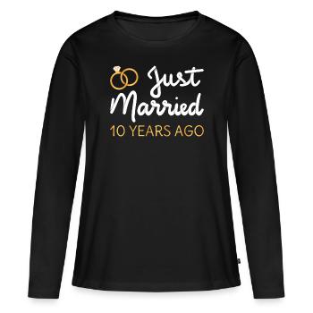 Gerade vor 10 Jahren geheiratet IV - Frauen Premium Bio Langarmshirt - Schwarz - Vorne - Julia (174cm)