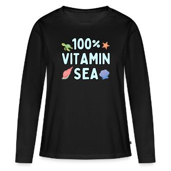 100% vitamine mer - T-shirt manches longues Premium bio Femme - noir - Devant - Julia (174cm)