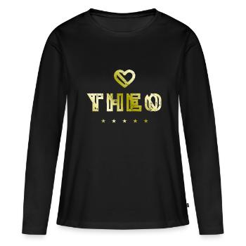 Théo Herz - T-shirt manches longues Premium bio Femme - noir - Devant - Julia (174cm)
