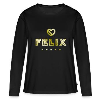 Félix Herz - T-shirt manches longues Premium bio Femme - noir - Devant - Julia (174cm)