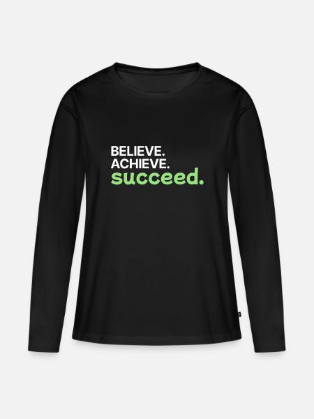 Motivation | Glaube | Erfolg - Frauen Premium Bio Langarmshirt - Schwarz