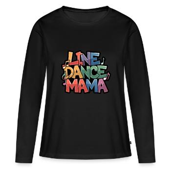 Line Dancing Mom Mama tanzt Line Dance - Frauen Premium Bio Langarmshirt - Schwarz - Vorne - Julia (174cm)