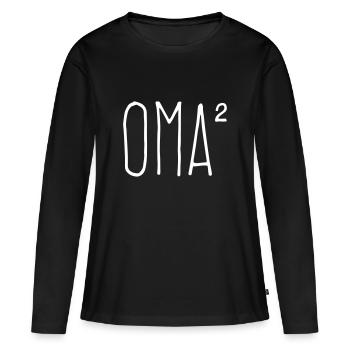 Oma hoch zwei - Frauen Premium Bio Langarmshirt - Schwarz - Vorne - Julia (174cm)