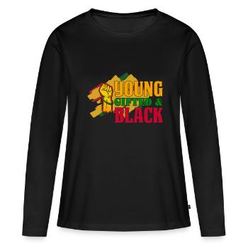 Mois de l’histoire des Noirs Histoire des Noirs américains - T-shirt manches longues Premium bio Femme - noir - Devant - Julia (174cm)
