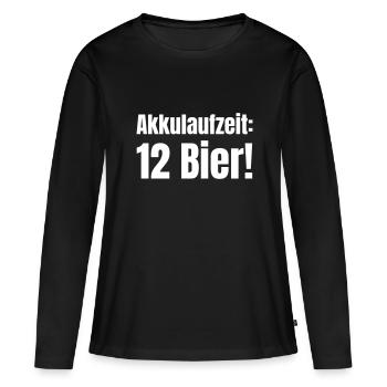Autonomie de la batterie : 12 bières ! - T-shirt manches longues Premium bio Femme - noir - Devant - Julia (174cm)