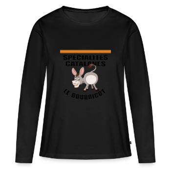 Spécialités catalanes - Le bourricot - T-shirt manches longues Premium bio Femme - noir - Devant - Julia (174cm)
