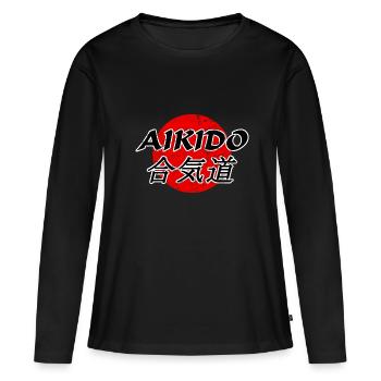 Aïkido - T-shirt manches longues Premium bio Femme - noir - Devant - Julia (174cm)