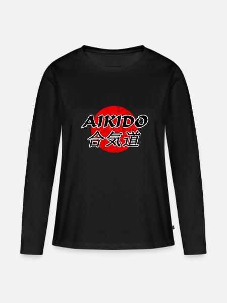 Aikido - Frauen Premium Bio Langarmshirt - Schwarz