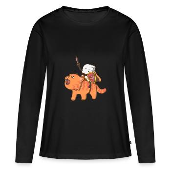 Sushi Katze Japan Essen Suess lustig - Frauen Premium Bio Langarmshirt - Schwarz - Vorne - Julia (174cm)