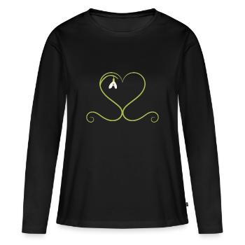 Perce-neige au coeur - T-shirt manches longues Premium bio Femme - noir - Devant - Julia (174cm)