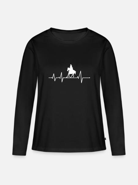 Cavalière équitation fille cheval battement de coeur équitation - T-shirt manches longues Premium bio Femme - noir