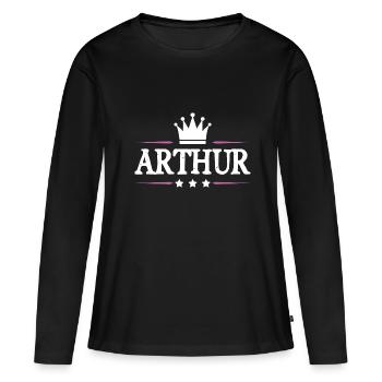 Arthur - T-shirt manches longues Premium bio Femme - noir - Devant - Julia (174cm)
