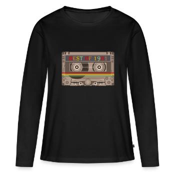 1981 - T-shirt manches longues Premium bio Femme - noir - Devant - Julia (174cm)