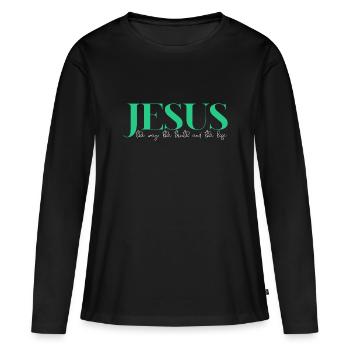 Jesus Name Faith and modern design - Women's Premium Organic Long Sleeve Shirt - black - Front - Julia (174cm)