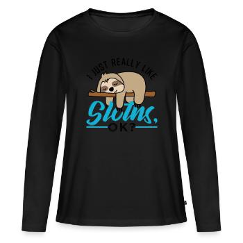 J'adore les paresseux, d'accord? - T-shirt manches longues Premium bio Femme - noir - Devant - Julia (174cm)