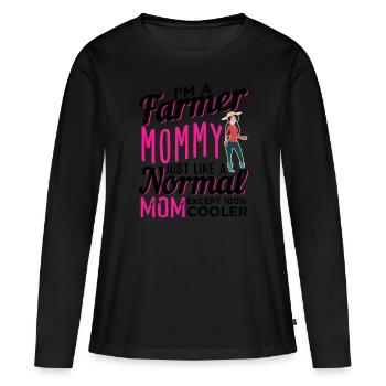 Farmer Mom - Frauen Premium Bio Langarmshirt - Schwarz - Vorne - Julia (174cm)