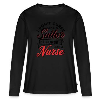Malédiction comme une infirmière - T-shirt manches longues Premium bio Femme - noir - Devant - Julia (174cm)