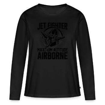 Jet Fighter Air Force Aircraft Aviator - Frauen Premium Bio Langarmshirt - Schwarz - Vorne - Julia (174cm)