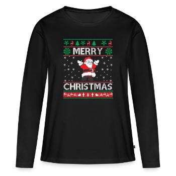 Noël laid - T-shirt manches longues Premium bio Femme - noir - Devant - Julia (174cm)