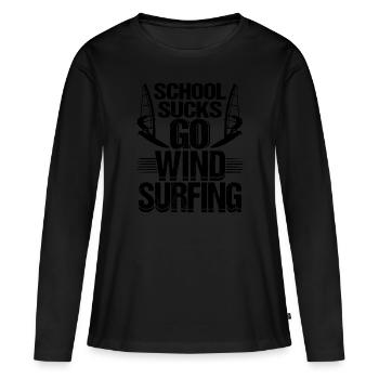 School Sucks Go Windsurfing - T-shirt manches longues Premium bio Femme - noir - Devant - Julia (174cm)