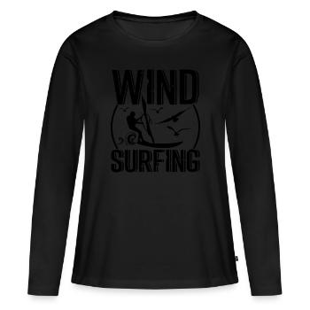 Windsurfing - T-shirt manches longues Premium bio Femme - noir - Devant - Julia (174cm)