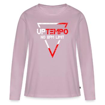 Uptempo - Rave - Hardstyle - Gabber - Cadeau - T-shirt manches longues Premium bio Femme - rose poudré - Devant - Julia (174cm)