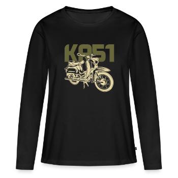 KR51 Schwalbe Vintage Retro Moped - Frauen Premium Bio Langarmshirt - Schwarz - Vorne - Julia (174cm)