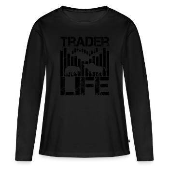 Trader Life Stock Forex Trader - T-shirt manches longues Premium bio Femme - noir - Devant - Julia (174cm)